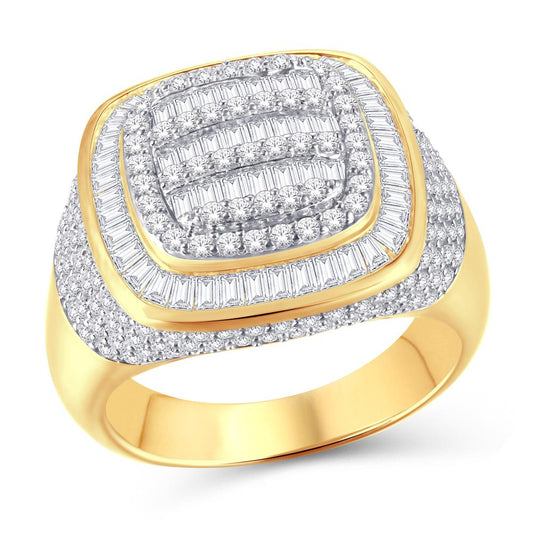 10 Karat White Gold 2.75 Carat Diamonds Square Men's Ring-0325904-WG