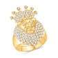 10 Karat All Yellow Gold 1.95 Carat Diamonds Lion Men's Ring-0326037-ALY