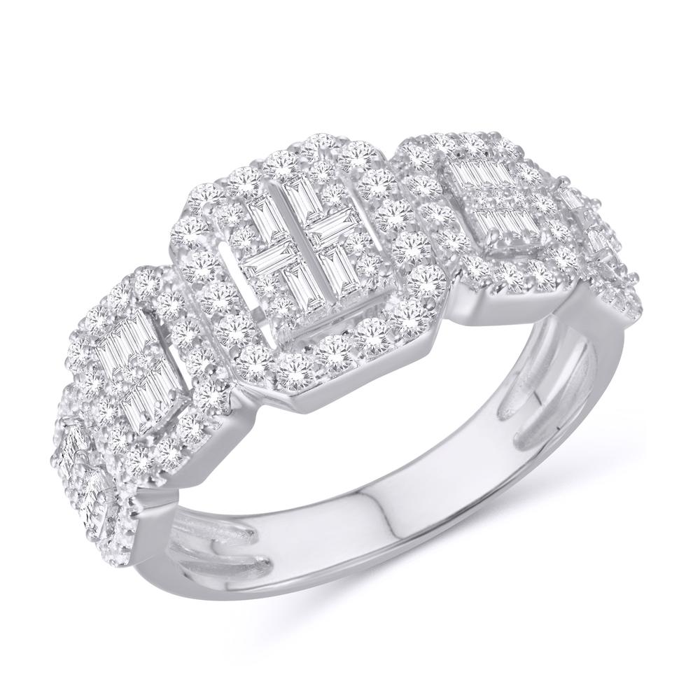 10 Karat White Gold 1.25 Carat Diamonds Retro Men's Ring-0326051-WG