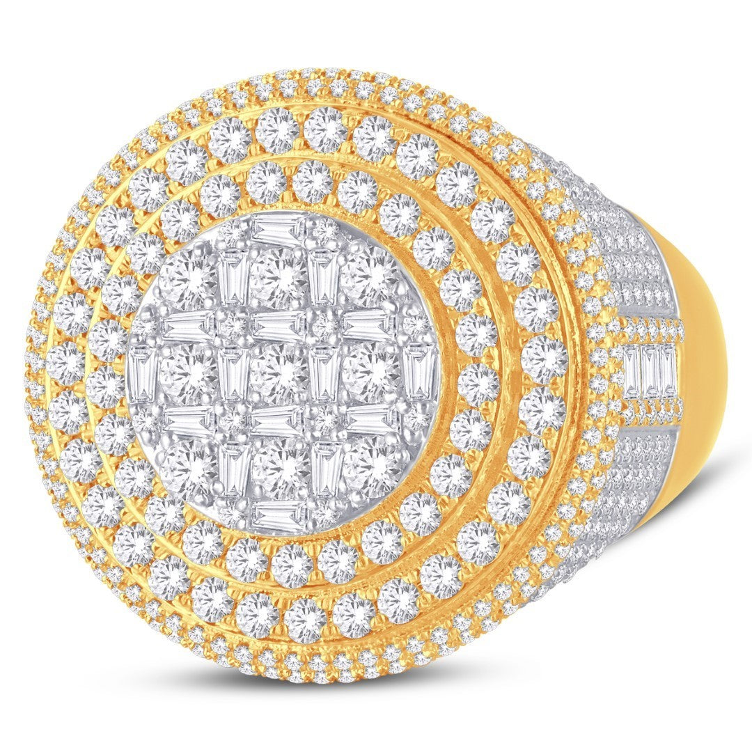 10 Karat Two-Tone (Yellow and White) Gold 3.00 Carat Diamonds Round Men's Ring-0326064-YW