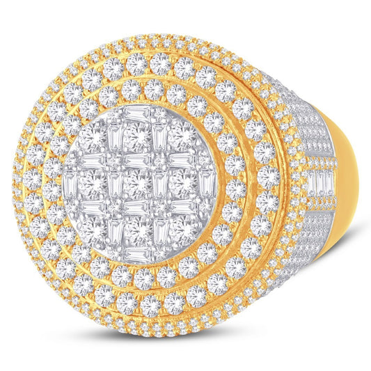 10 Karat Two-Tone (Yellow and White) Gold 3.00 Carat Diamonds Round Men's Ring-0326064-YW