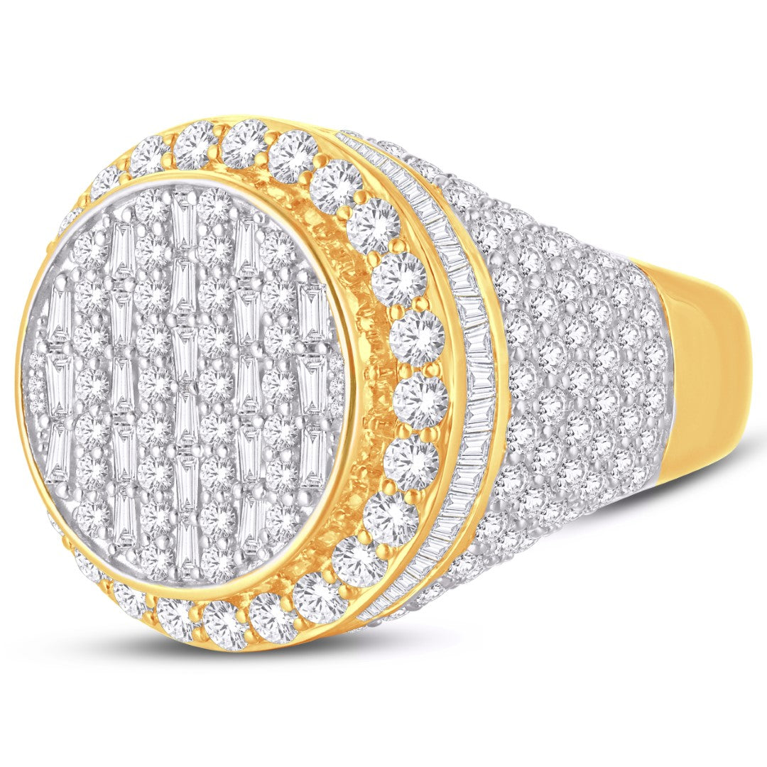 10 Karat Two-Tone (Yellow and White) Gold 5.00 Carat Diamonds Round Men's Ring-0326072-YW