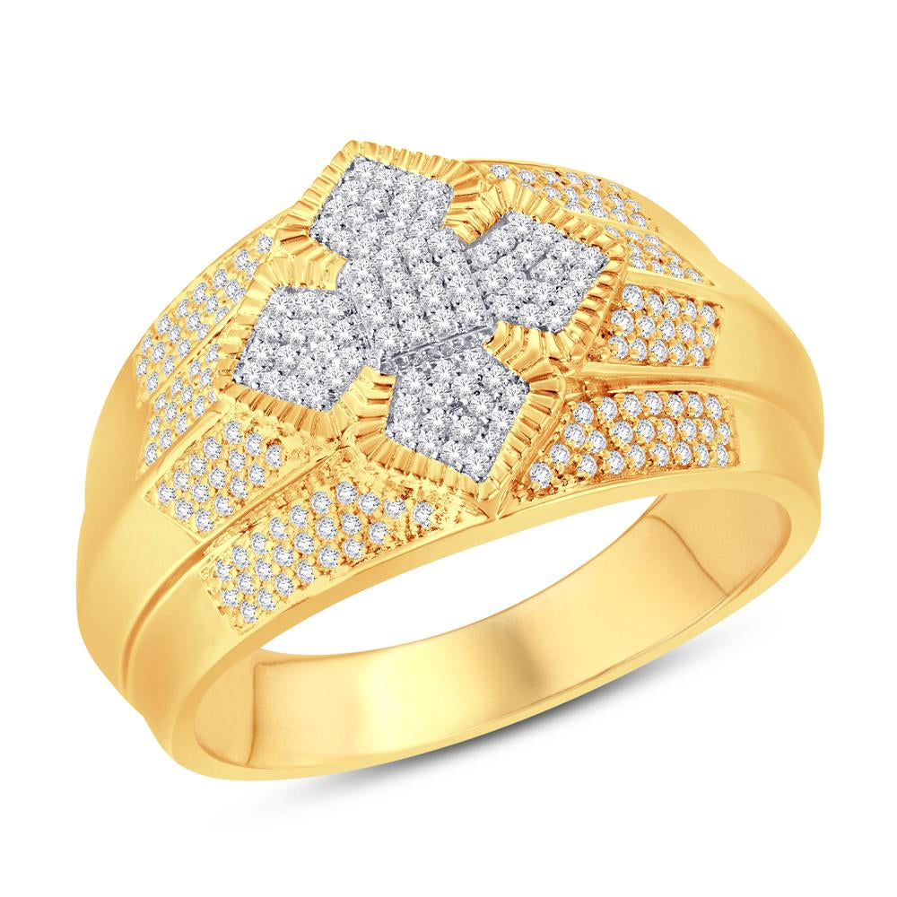 10 Karat Two-Tone (Yellow and White) Gold 0.46 Carat Diamonds Fashion Men's Ring-0326110-YW