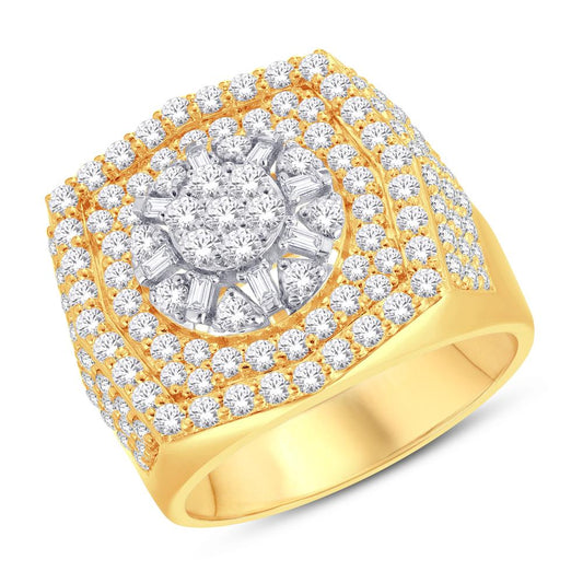 10 Karat Two-Tone (Yellow and White) Gold 2.73 Carat Diamonds Designer Men's Ring-0326127-YW