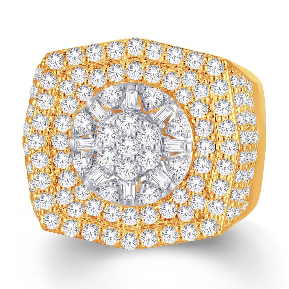 10 Karat Two-Tone (Yellow and White) Gold 2.73 Carat Diamonds Designer Men's Ring-0326127-YW