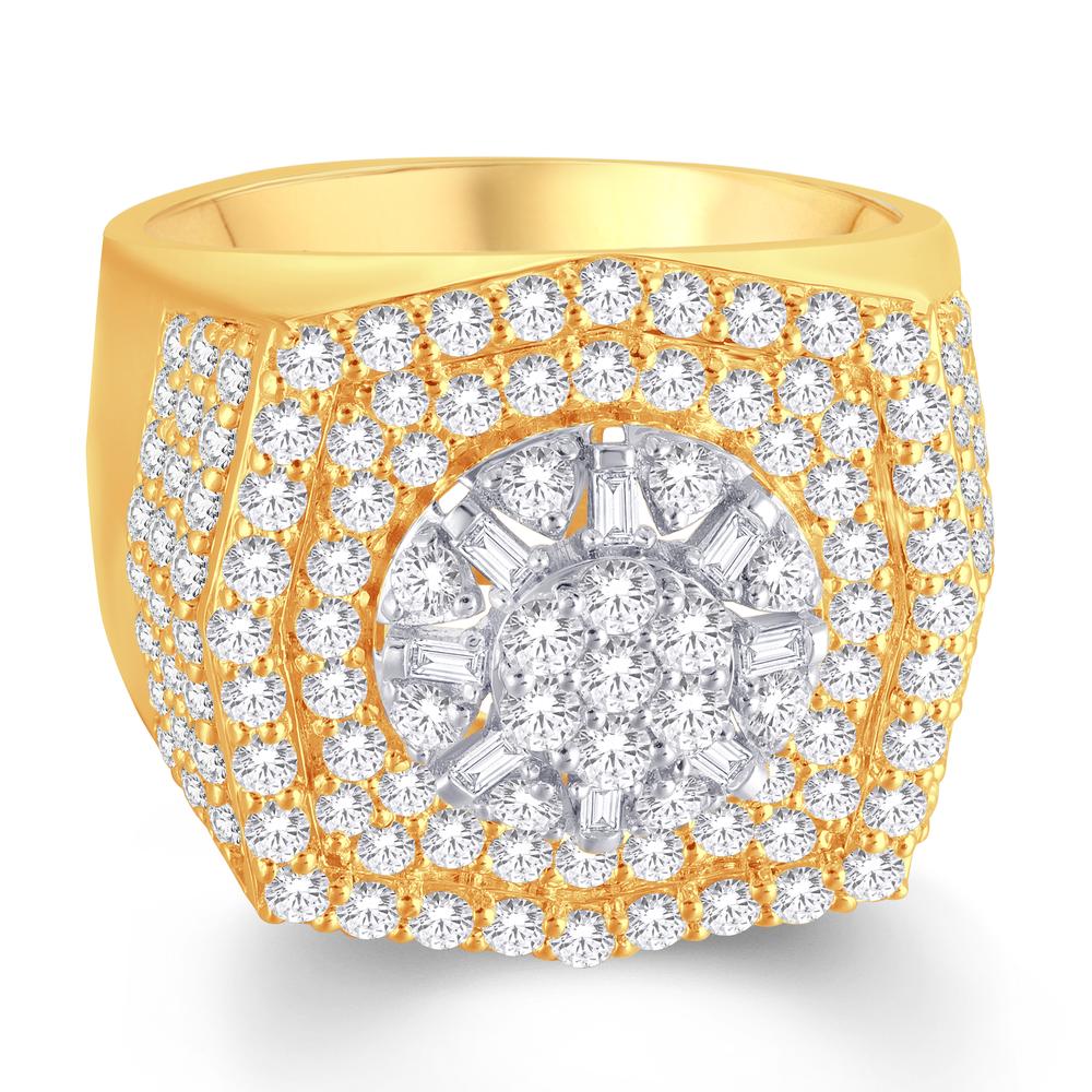10 Karat Two-Tone (Yellow and White) Gold 2.73 Carat Diamonds Designer Men's Ring-0326127-YW
