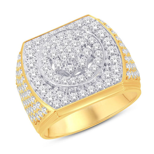 10 Karat Two-Tone (Yellow and White) Gold 2.56 Carat Diamonds Fancy Men's Ring-0326132-YW