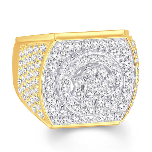 10 Karat Two-Tone (Yellow and White) Gold 2.56 Carat Diamonds Fancy Men's Ring-0326132-YW