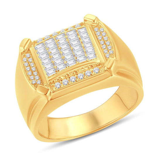 10 Karat All Yellow Gold 0.55 Carat Diamonds Classic Men's Ring-0326921-ALY