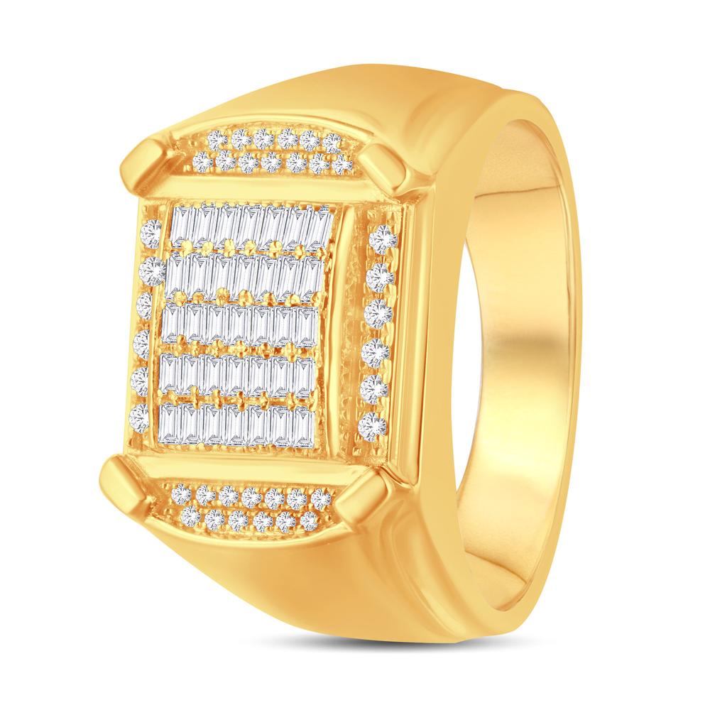 10 Karat All Yellow Gold 0.55 Carat Diamonds Classic Men's Ring-0326921-ALY