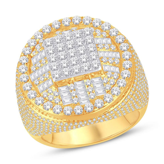 10 Karat Two-Tone (Yellow and White) Gold 3.62 Carat Diamonds Designer Men's Ring-0326924-YW-S