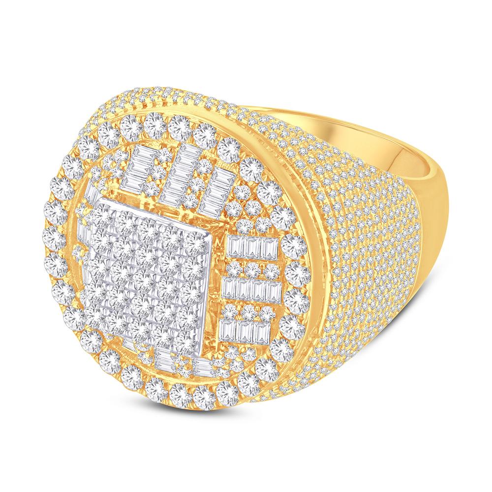 10 Karat Two-Tone (Yellow and White) Gold 3.62 Carat Diamonds Designer Men's Ring-0326924-YW-S