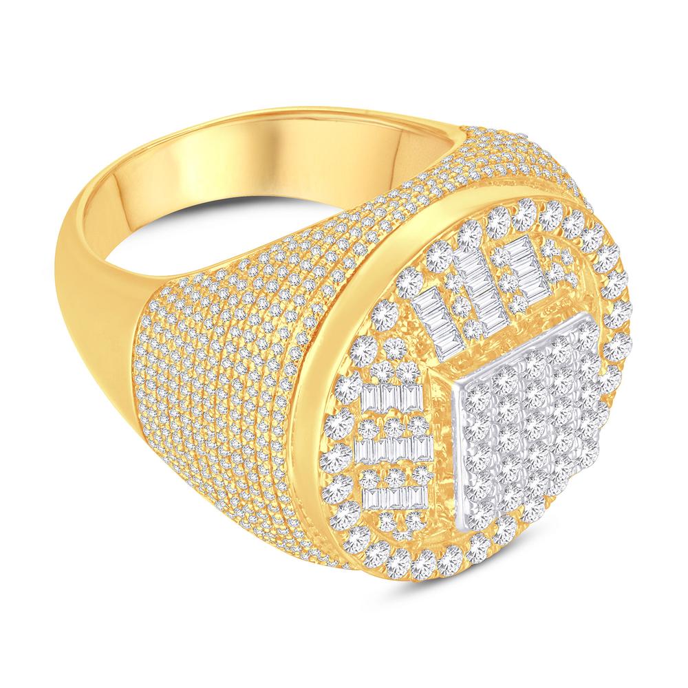 10 Karat Two-Tone (Yellow and White) Gold 3.62 Carat Diamonds Designer Men's Ring-0326924-YW-S