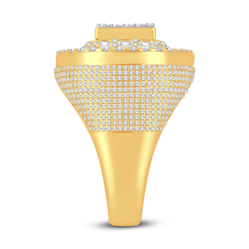 10 Karat Two-Tone (Yellow and White) Gold 3.62 Carat Diamonds Designer Men's Ring-0326924-YW-S