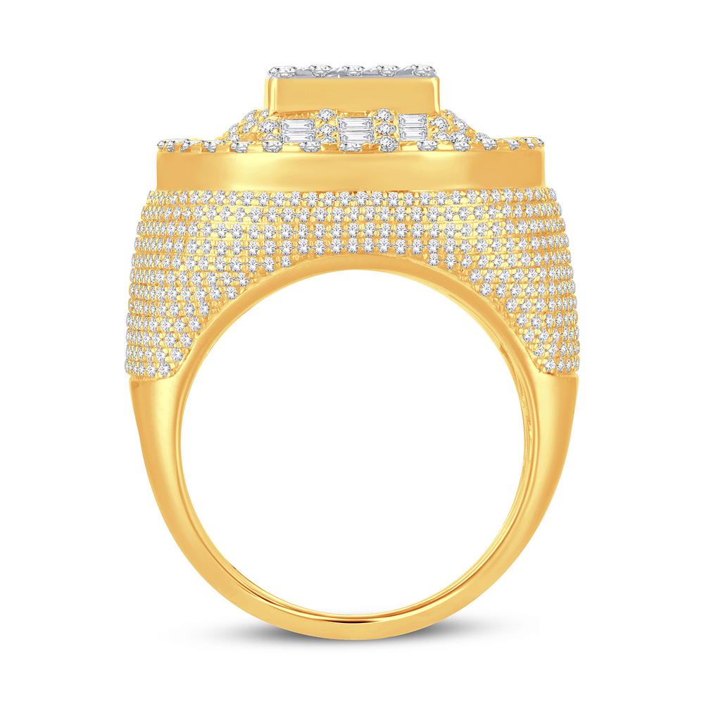 10 Karat Two-Tone (Yellow and White) Gold 3.62 Carat Diamonds Designer Men's Ring-0326924-YW-S
