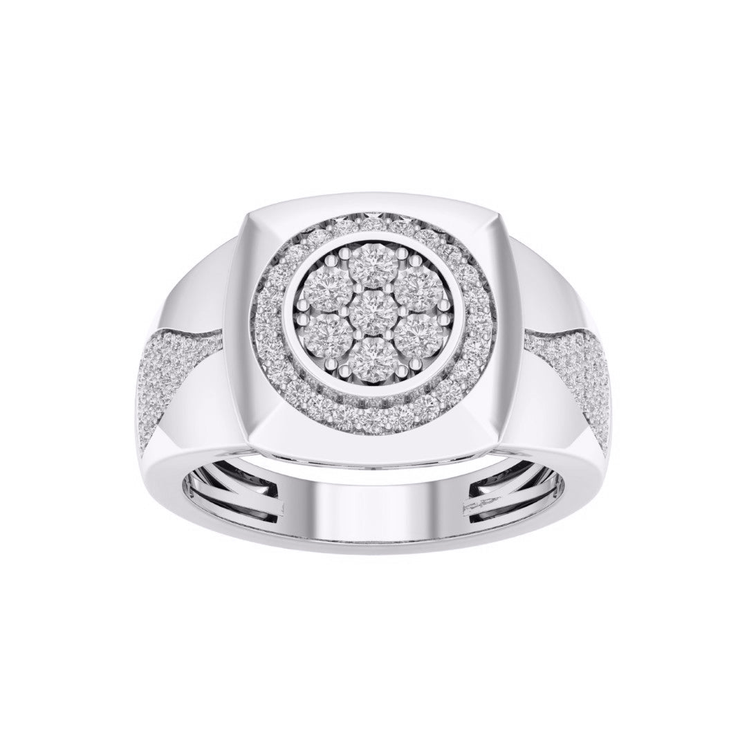 10 Karat White Gold 0.50 Carat Diamonds Round Men's Ring-0327011-WG