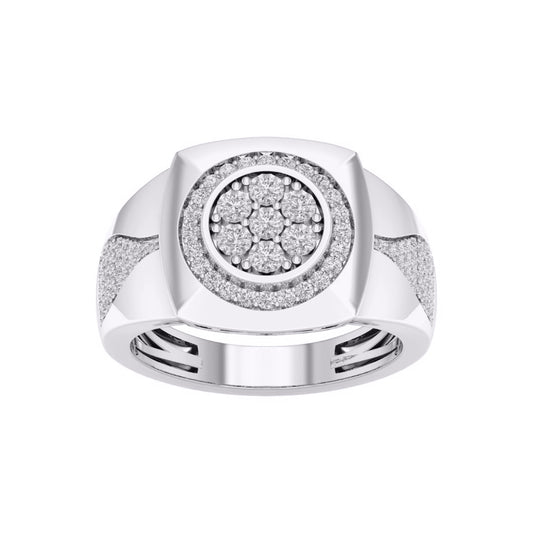 10 Karat White Gold 0.50 Carat Diamonds Round Men's Ring-0327011-WG