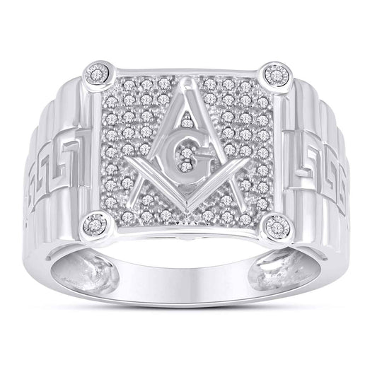 10 Karat White Gold 0.15 Carat Diamonds Fashion Men's Ring-0327031-WG