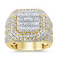 10 Karat Two-Tone (White and Yellow) Gold 3.75 Carat Diamonds Cushion Men's Ring-0329210-WY