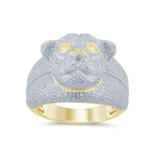 10 Karat Yellow Gold 1.55 Carat Diamonds Dog Men's Ring-0329241-YG