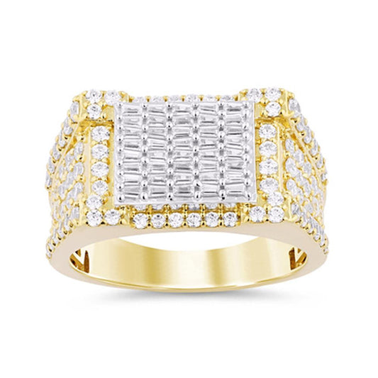 10 Karat Yellow Gold 1.69 Carat Diamonds Square Men's Ring-0329306-YG