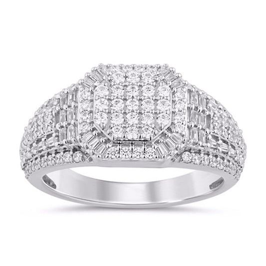 10 Karat White Gold 1.14 Carat Diamonds Heptagon Men's Ring-0329321-WG