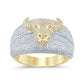 10 Karat Yellow Gold 1.50 Carat Diamonds Bull face Men's Ring-0329554-YG