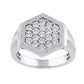 10 Karat White Gold 0.82 Carat Diamonds Hexagon Men's Ring-0329875-WG