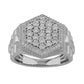 10 Karat White Gold 0.75 Carat Diamonds Hexagon Men's Ring-0329876-WG