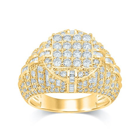 10 Karat All Yellow Gold 3.00 Carat Diamonds Classic Men's Ring-0329953-ALY
