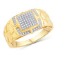 10 Karat Yellow Gold 0.15 Carat Diamonds Square Men's Ring-0333710-YG