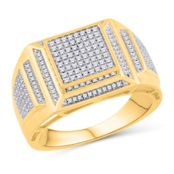 10 Karat Yellow Gold 0.40 Carat Diamonds Square Men's Ring-0333720-YG