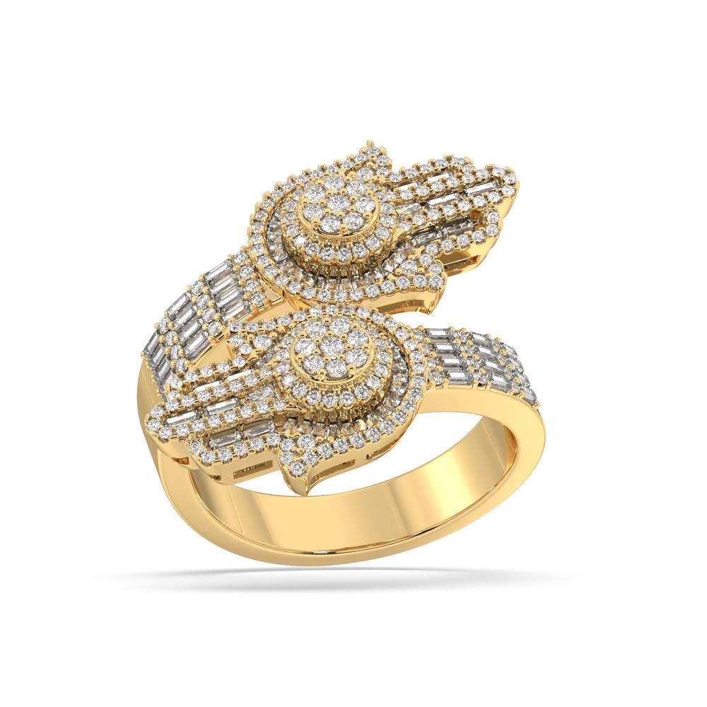 10 Karat Yellow Gold 1.28 Carat Diamonds Hamsa Bypass Men's Ring-0340005-YG