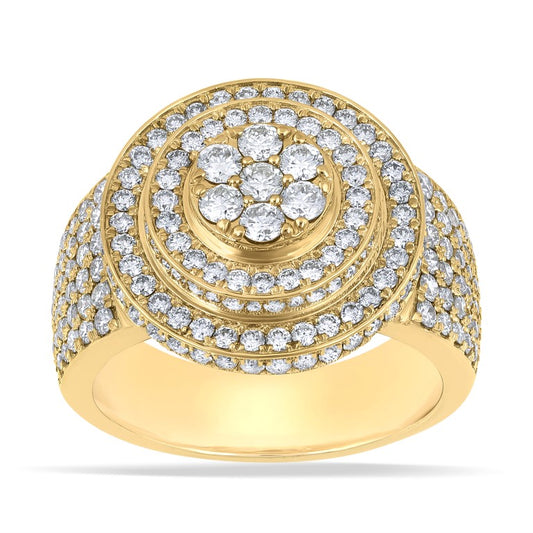 10 Karat Yellow Gold 2.89 Carat Diamonds Round Men's Ring-0350001-YG