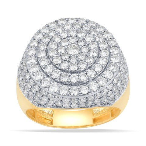 10 Karat Yellow Gold 3.43 Carat Diamonds Round Men's Ring-0350019-YG