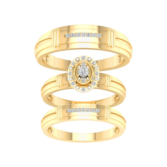 10 Karat Yellow Gold 0.11 Carat Diamonds Oval Trio Set-0427100-YG