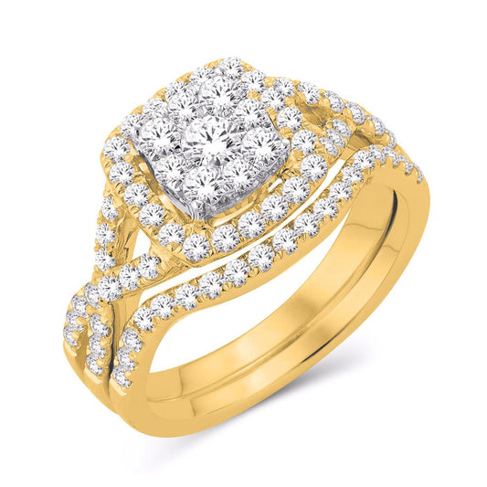 10 Karat Yellow Gold 0.50 Carat Diamonds Cushion Bridal Set-0525236-YG