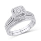 10 Karat White Gold 0.33 Carat Diamonds Cushion Bridal Ring-0525305-WG