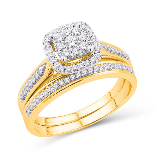 10 Karat Yellow Gold 0.33 Carat Diamonds Cushion Bridal Ring-0525305-YG