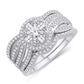 14 Karat White Gold 1.00 Carat Diamonds Round Designer Bridal Ring-0525403-WG