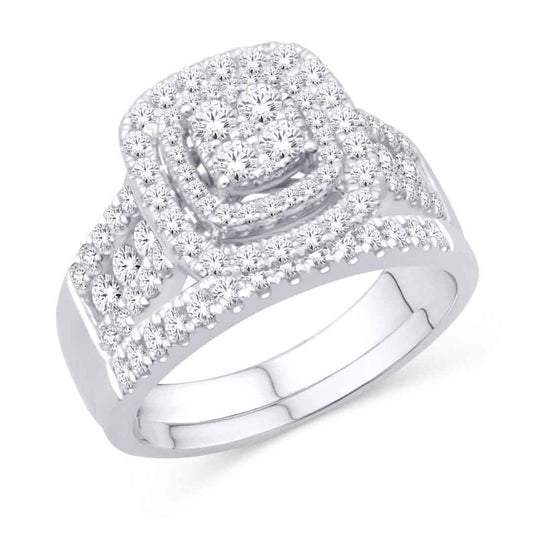10 Karat White Gold 0.79 Carat Diamonds Cushion Bridal Ring-0525432-WG