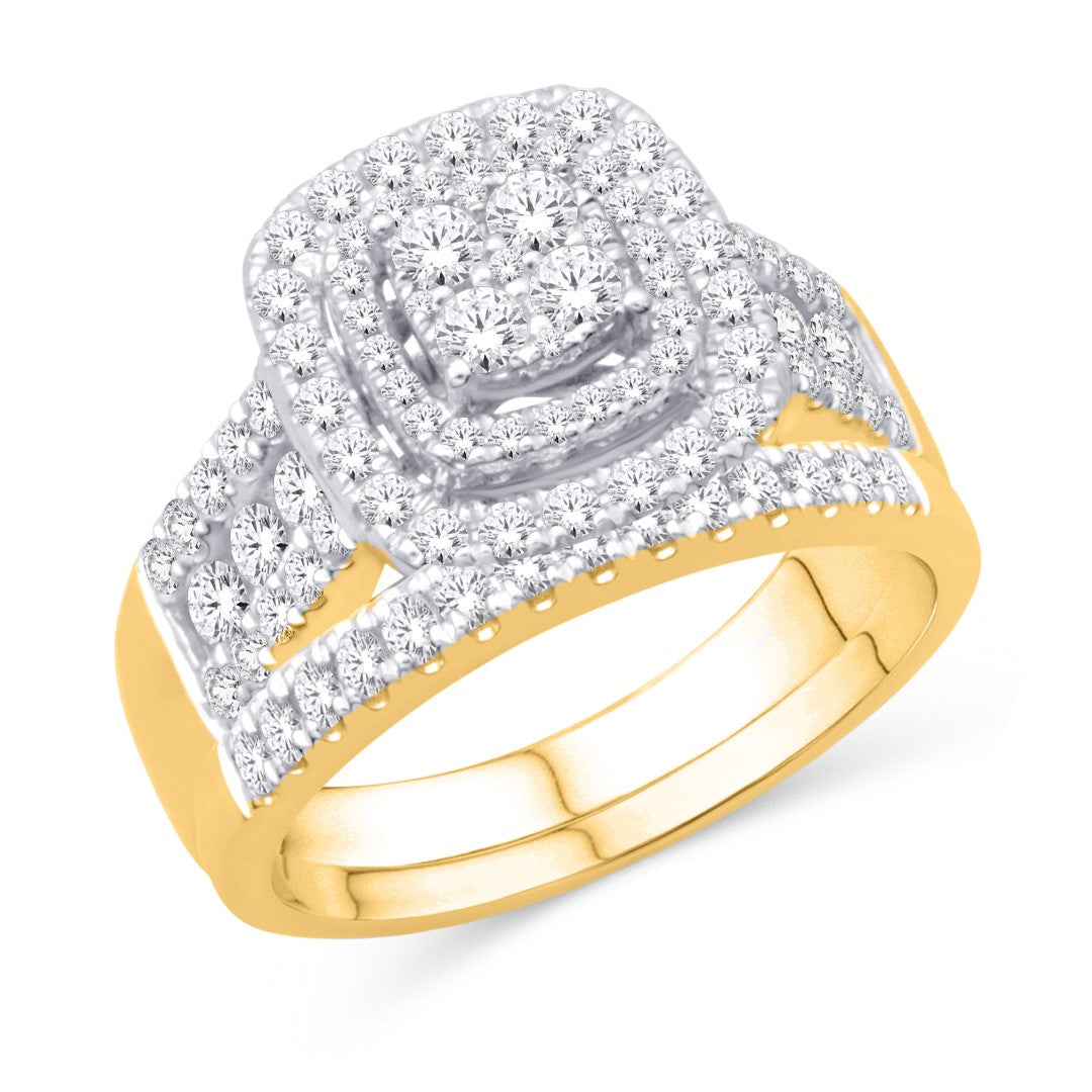 10 Karat Yellow Gold 0.79 Carat Diamonds Cushion Bridal Ring-0525432-YG