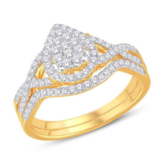 10 Karat Yellow Gold 0.50 Carat Diamonds Pear Glittera Bridal Ring-0525865-YG