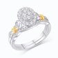 10 Karat Two-tone (White and Yellow) Gold 0.47 Carat Diamonds Oval Bridal Ring-0525868-WY