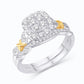 10 Karat Two-Tone (White and Yellow) Gold 0.50 Carat Diamonds Cushion Bridal Ring-0525869-WY