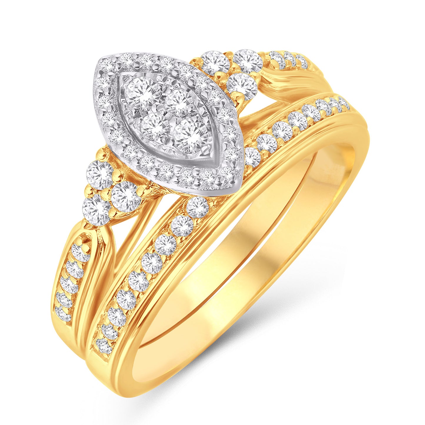 10 Karat Yellow Gold 0.50 Carat Diamonds Marquise Bridal Ring-0525943-YG
