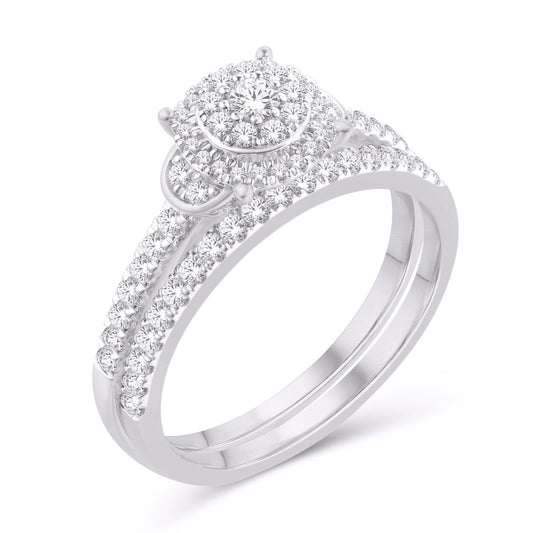10 Karat White Gold 0.47 Carat Diamonds Round Bridal Ring-0526007-WG