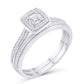 10 Karat White Gold 0.28 Carat Diamonds Square Bridal Ring-0526012-WG