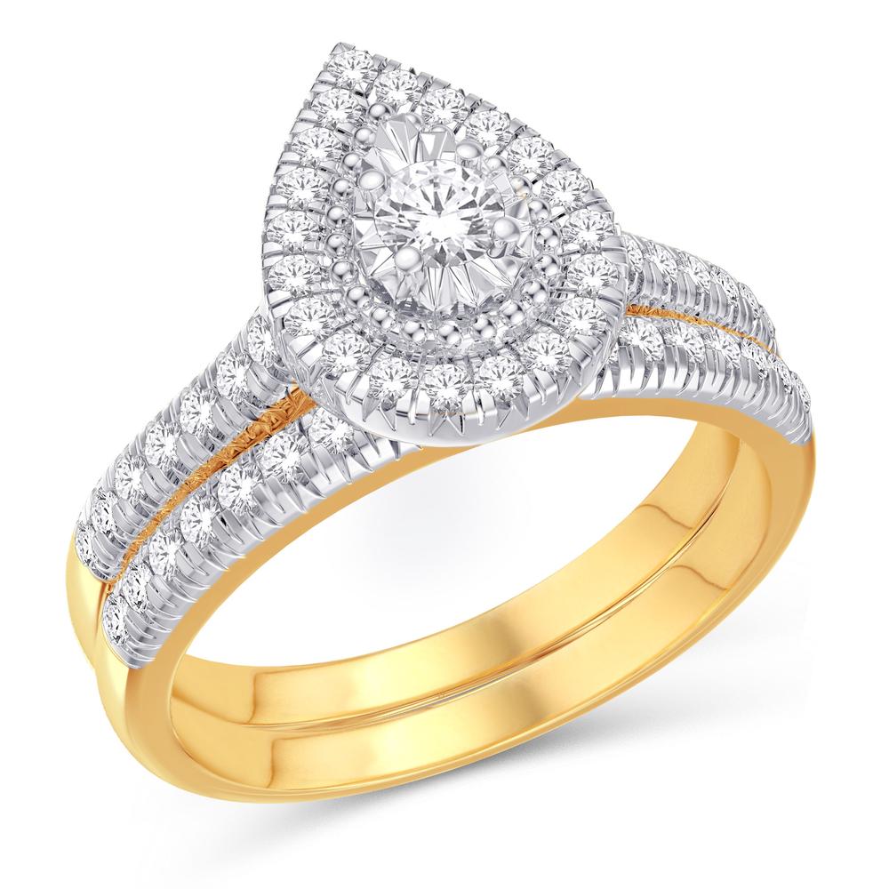 10 Karat Yellow Gold 0.50 Carat Diamonds Pear Sparkle Bridal Ring-0526090-YG