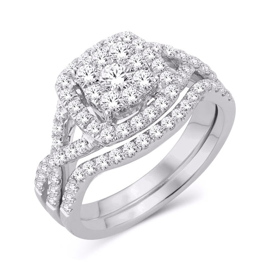 10 Karat White Gold 2.00 Carat Diamonds Cushion Bridal Ring-0526096-WG